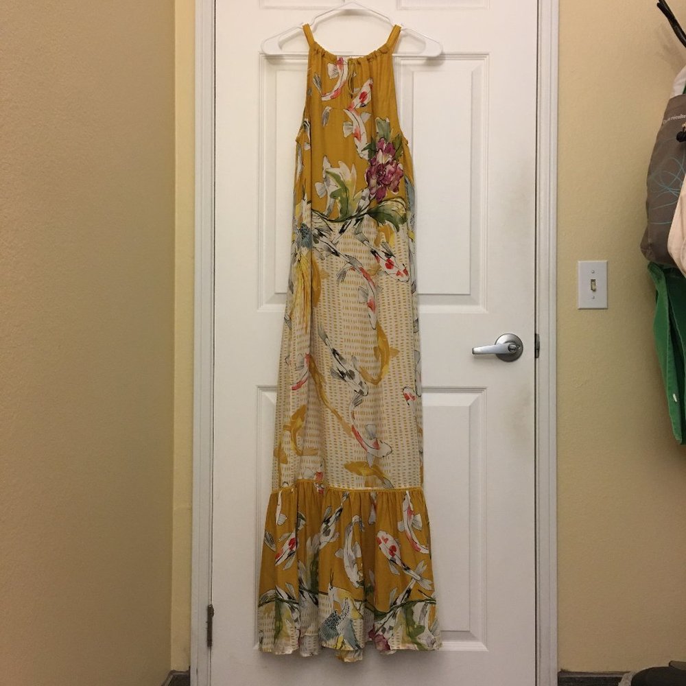 ANTHROPOLOGIE Paradiso Koi Fish Halter Maxi Dress - Picture 3 of 6